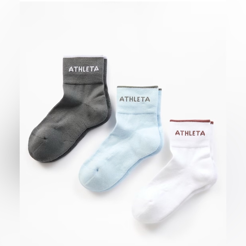 Athleta Women’s Socks - Gray, Light Blue, and White (3 pack)